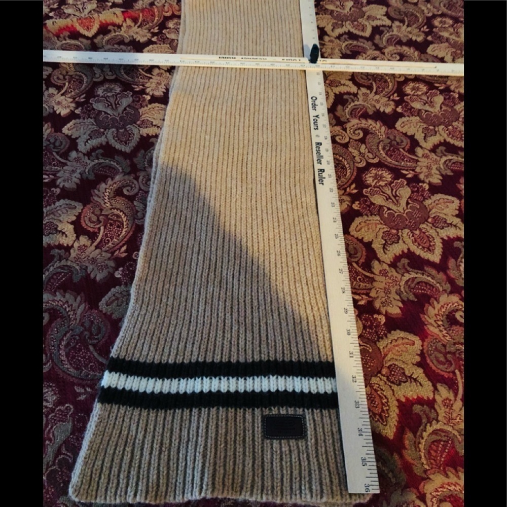 Coach XL knit wool scarf 72” long pic taken while folded  long enough - Picture 6 of 10